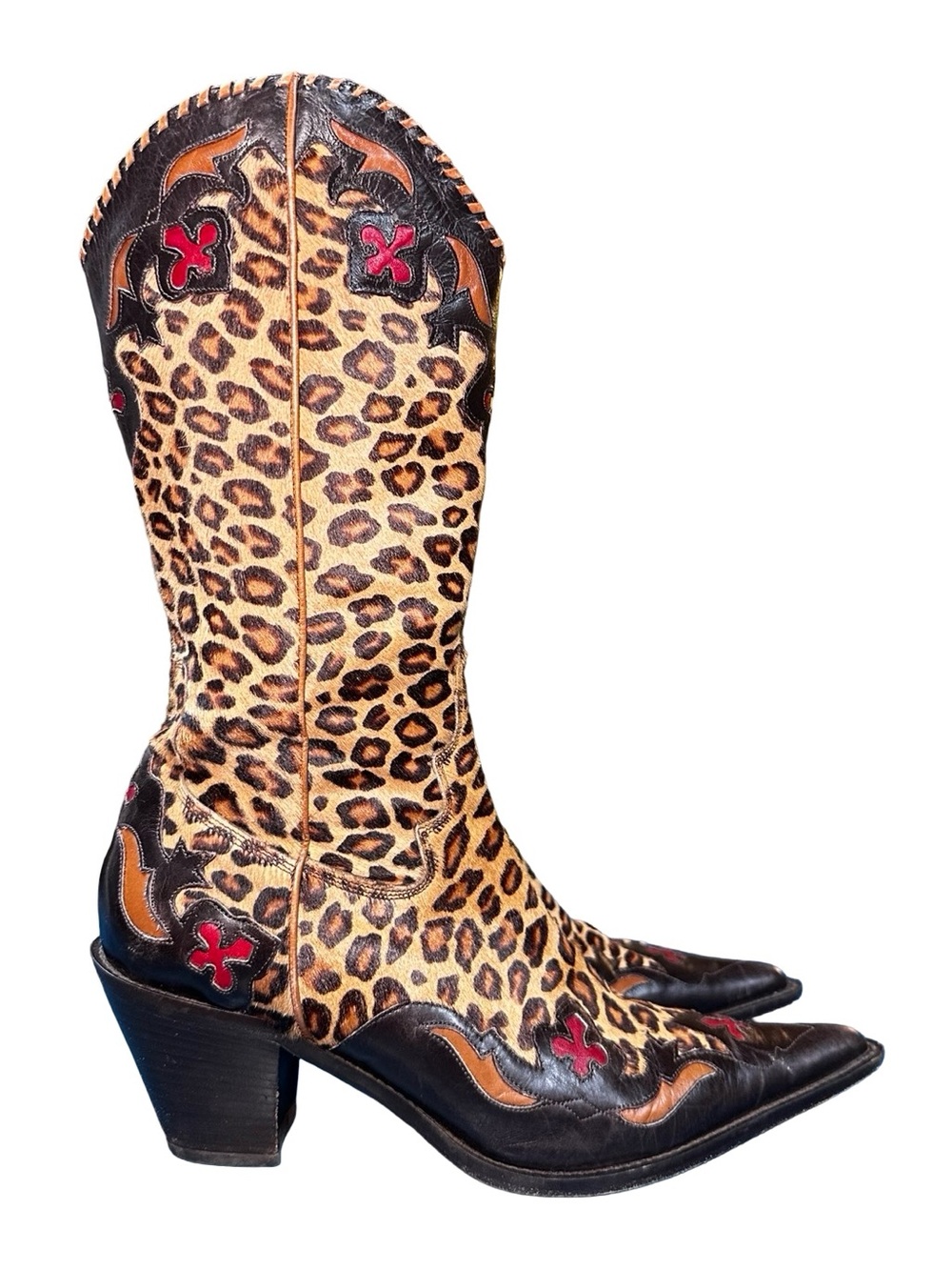 Donald J Pliner Western Couture RARE Leopard Cowboy Boots Made in Italy SZ 9